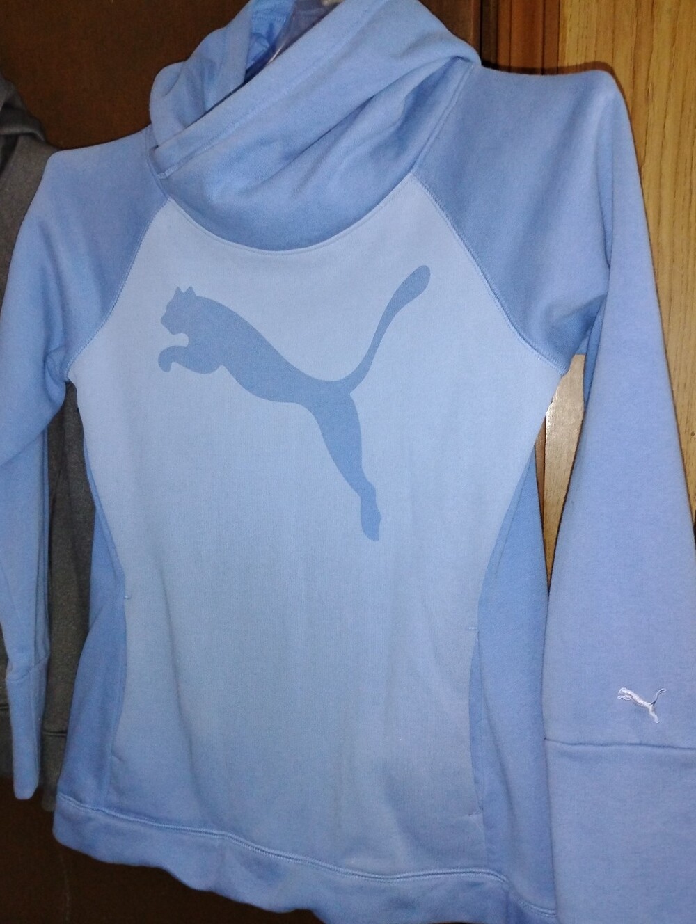 Puma Light Blue Pullover Hoodie with Logo